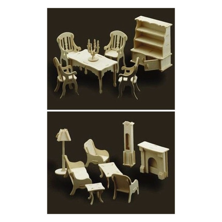 Dollhouse mini furniture living room/dining room set