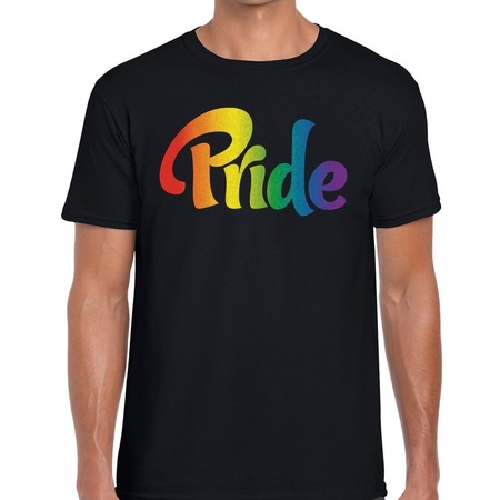 Pride regenboog t-shirt zwart voor heren