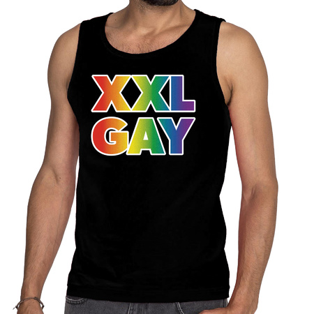 Regenboog gay pride XXL Gay zwarte tanktop voor heren