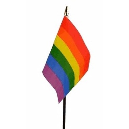Regenboog mini vlaggetje op stok 10 x 15 cm