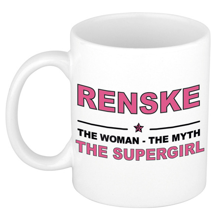 Renske The woman, The myth the supergirl cadeau koffie mok / thee beker 300 ml