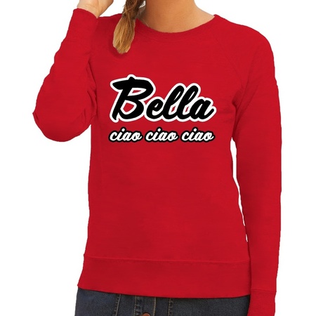 Rode Bella Ciao sweater met La Casa de Papel masker dames