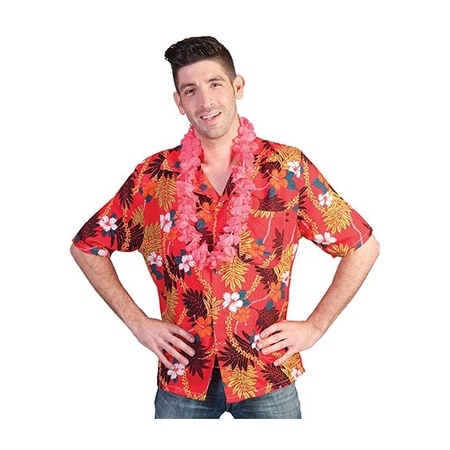 Rode Hawaii verkleed blouse met tropische print