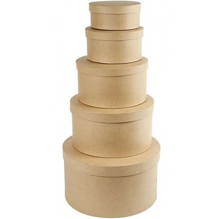 Round brown hobby or storage boxes set of carton in 3-sizes