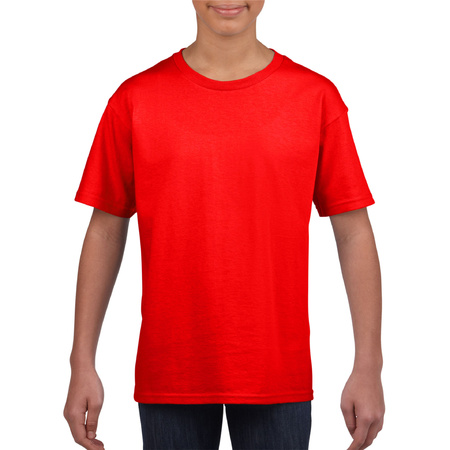 Rood basic t-shirt met ronde hals voor kinderen / unisex van katoen
