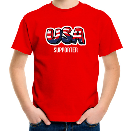 Rood t-shirt usa / Amerika supporter EK/ WK voor kinderen