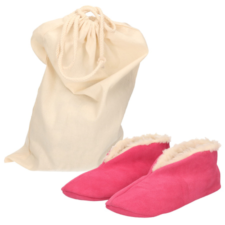 Pink Spanish slippers of genuine leather / suede for kids size 23 with storage bag