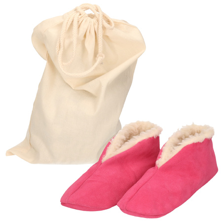 Pink Spanish slippers of genuine leather / suede for kids size 24 with storage bag