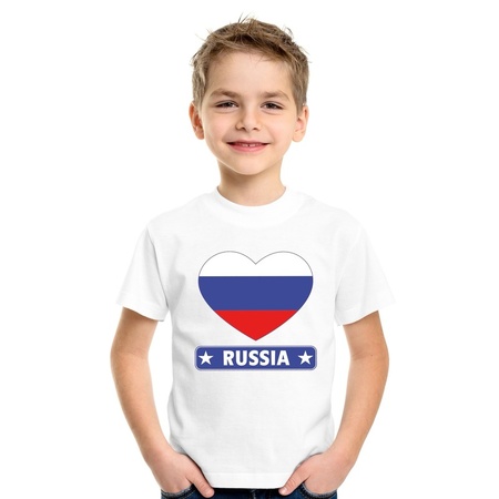 Russia heart flag t-shirt white kids