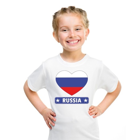 Russia heart flag t-shirt white kids