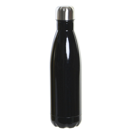 RVS thermos waterfles/drinkfles zwart met schroefdop 500 ml