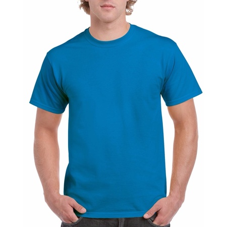 Saffierblauw of turquoise katoenen shirts voor heren