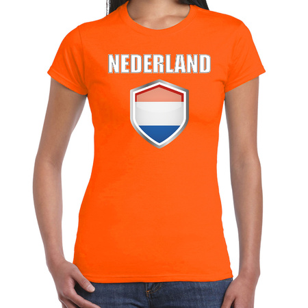 Schild Holland / Nederland supporter t-shirt oranje voor dames