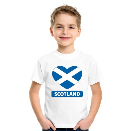 Schotland hart vlag t-shirt wit jongens en meisjes