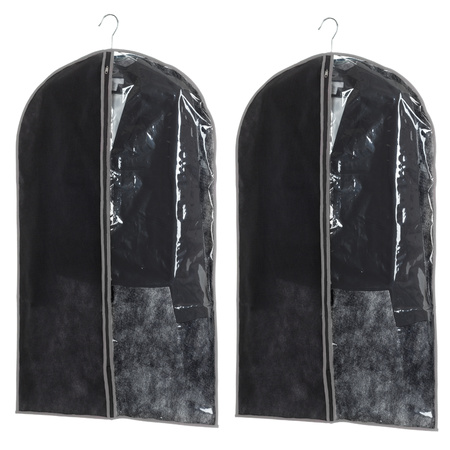 Set van 10x stuks kleding/beschermhoes zwart 100 cm inclusief kledinghangers
