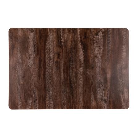 Set van 10x stuks tafel placemats donker hout kleur 43 x 28 cm van kunststof