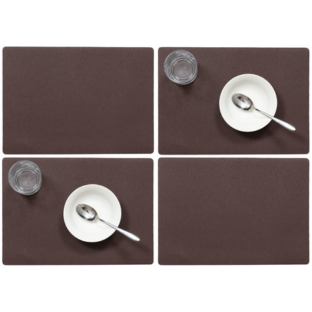 Set van 12x stuks stevige luxe Tafel placemats Plain chocolade bruin 30 x 43 cm