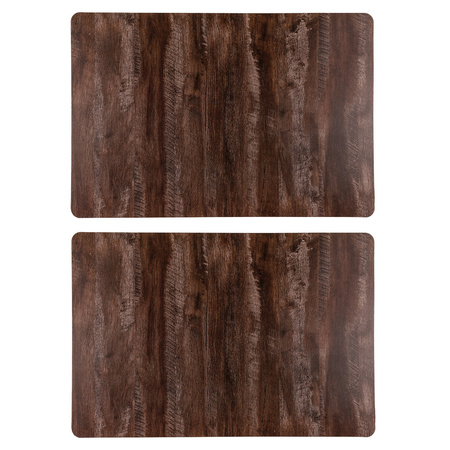 Set van 12x stuks tafel placemats donker hout kleur 43 x 28 cm van kunststof
