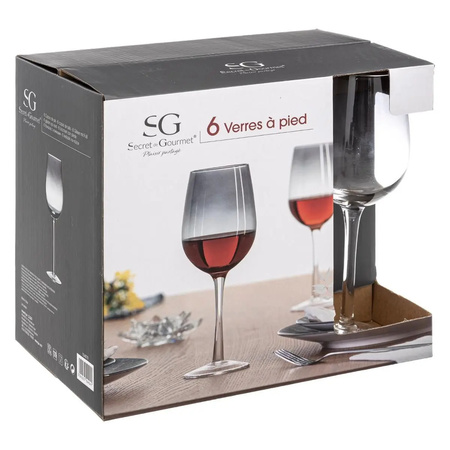 Set van 12x wijnglazen zwarte rand voor rode wijn Sauvage 380 ml van glas