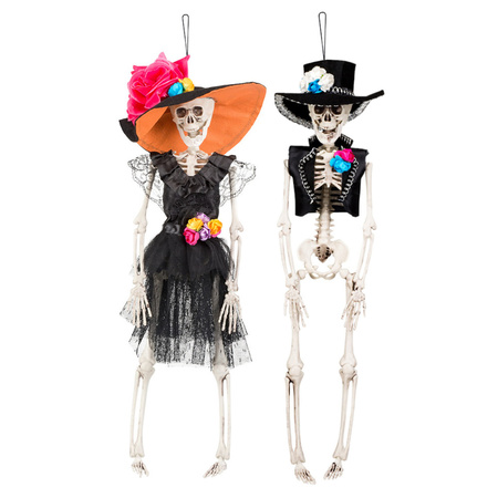Hanging horror decoration skeleton Spanish lady and gentleman 40 cm