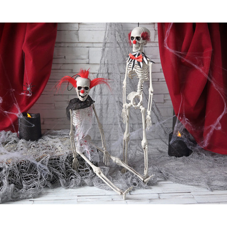Set van 2x horrorclowns skelet hangdecoratie poppen 40 cm