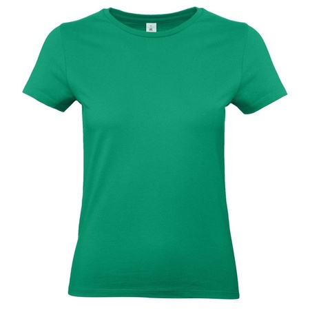 Set van 2x stuks basic dames t-shirt groen met ronde hals, maat: 2XL (44)