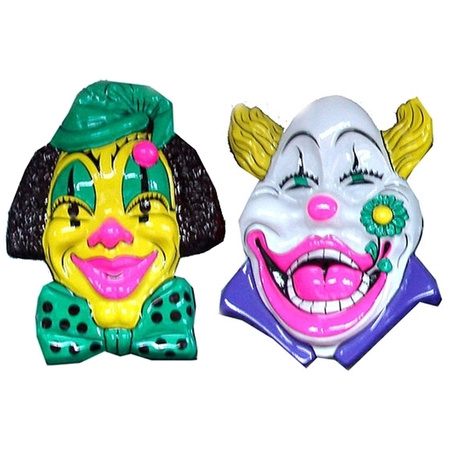 Set van 2x stuks Carnaval Clown thema wanddecoraties 60 x 60 cm per stuk