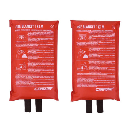 Set of 2x pieces carpoint fire blankets 1 x 1 meter