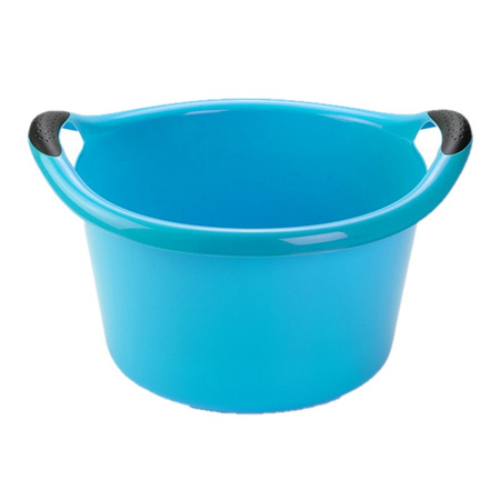 Set of 2x pieces plastic wash tub round 15 liter blue