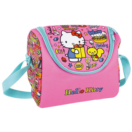 Set of 2x pieces small cooler bags for lunch pink with Hello Kitty print 22 x 18 x 13 cm 5 liters