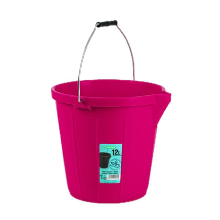 Set of 2x pieces plastic buckets with pouring spout fuchsia 12 liters