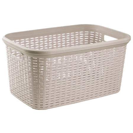 Set of 2x pieces plastic laundry basket taupe 35 liters