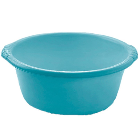 Set of 2x pieces plastic wash tubs round 10 liter turquois