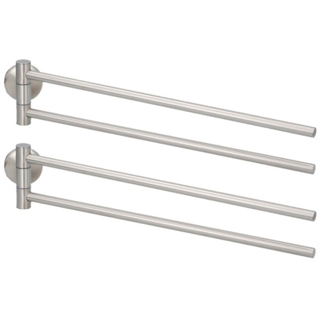 Set of 2x pieces luxury towel rails stainless steel with two rods