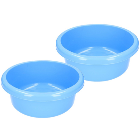 Set of 2x pieces blue round washbasins 6,2 liters
