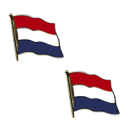 Set van 2x stuks speldjes Pin Vlag Nederland ca 20 mm