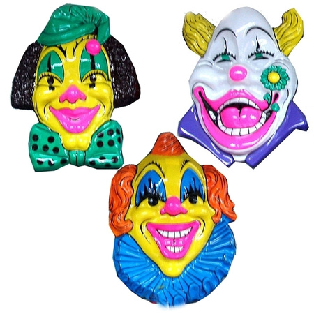 Set van 3x stuks Carnaval Clown thema wanddecoraties 60 x 60 cm per stuk