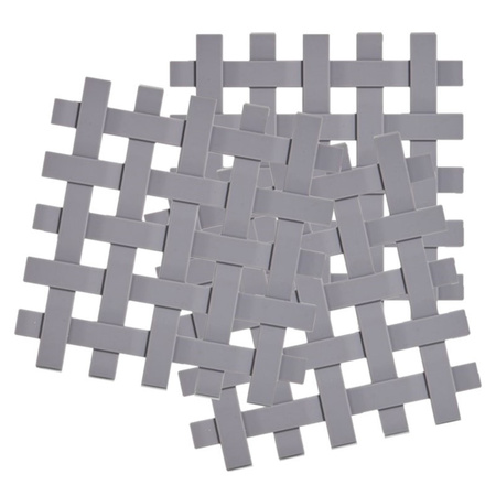 Set van 3x stuks grijze pannenonderzetters gevlochten siliconen 17 x 17 cm