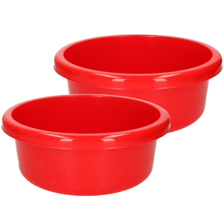 Set van 3x stuks ronde afwasteiltjes / afwasbakken rood 6,2 liter