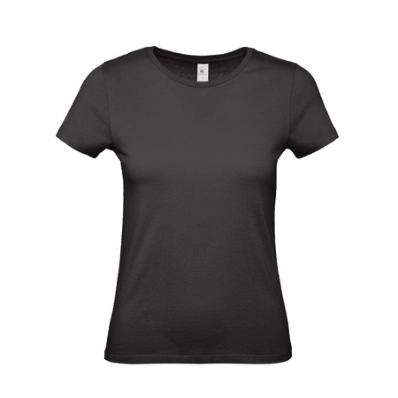 Set van 3x stuks zwart basic t-shirts met ronde hals voor dames van katoen, maat: 2XL (44)