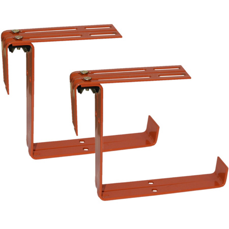 Set van 4 verstelbare metalen balkonbeugels  voor een railing t/m 14 cm in de kleur terracotta