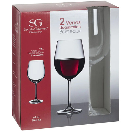 Set van 4x grote wijnglazen voor rode wijn 610 ml van glas