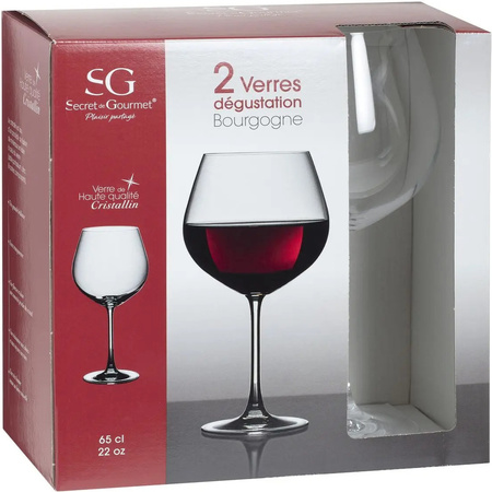 Set van 4x grote wijnglazen voor rode wijn Bourg 650 ml van glas