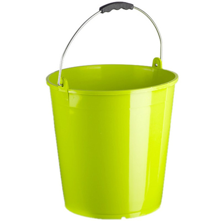 Set of 4x pieces lime green cleaning/household buckets 15 liters 32 x 31 cm