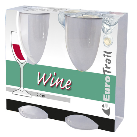 Set van 4x stuks onbreekbare kunststof camping wijnglazen voor witte wijn 265 ml