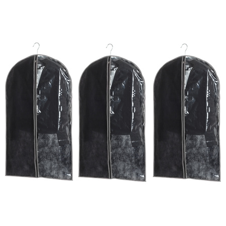 Set van 5x stuks kleding/beschermhoes zwart 100 cm inclusief kledinghangers