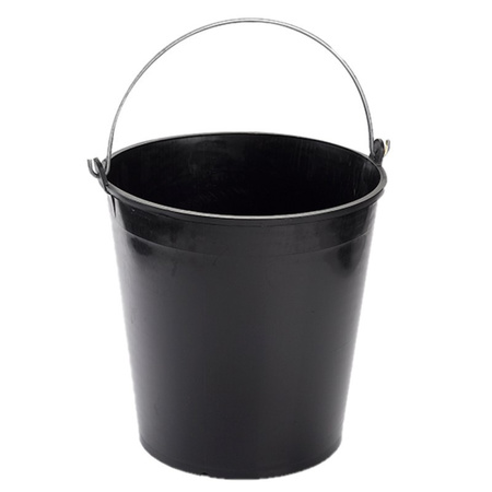 Set of 5x pieces black cleaning/household buckets 15 liters 32 x 31 cm