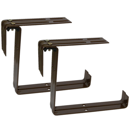 Set van 6 verstelbare metalen balkonbeugels  voor een railing t/m 14 cm in de kleur bruin