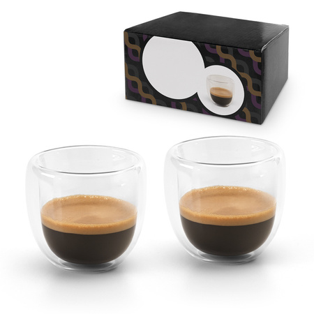 Set van 6x dubbelwandige koffie/espresso glazen 75 ml - transparant