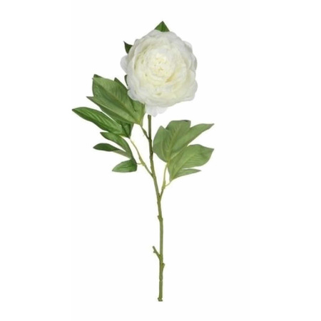 Set van 6x stuks creme witte pioenroos/rozen kunstbloemen 76 cm